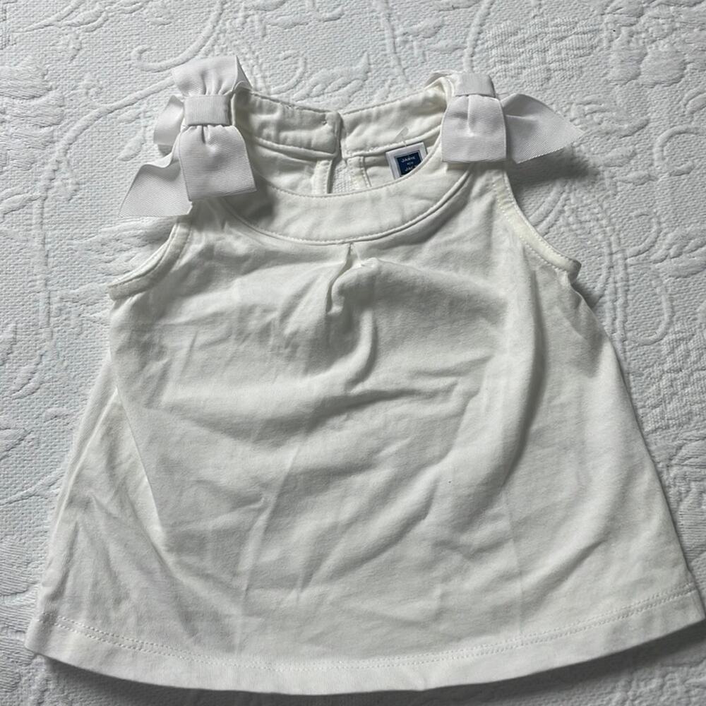 NWT Janie & Jack Sleeveless White Bow Top Size 3-6 Months